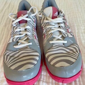 Adidas Cloudfoam Zebra Stripe Gray Pink Athletic Shoe 6.5 Sneaker